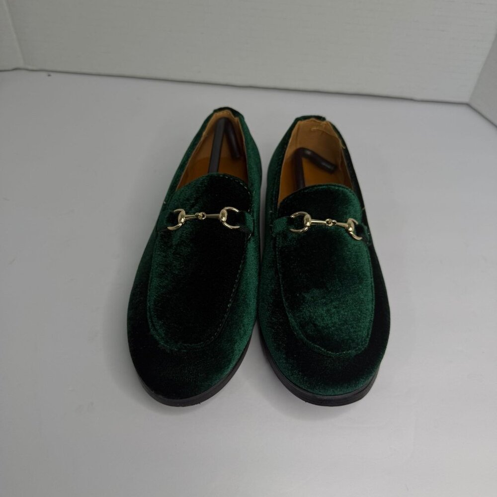 Kids Size 12, Green Velvet loafers, Romano